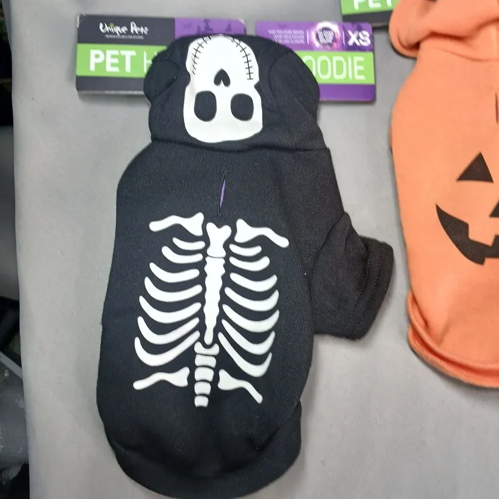 3 Unique Petz Halloween Hoodie X-SMALL Glow in the Dark NEW with Tags